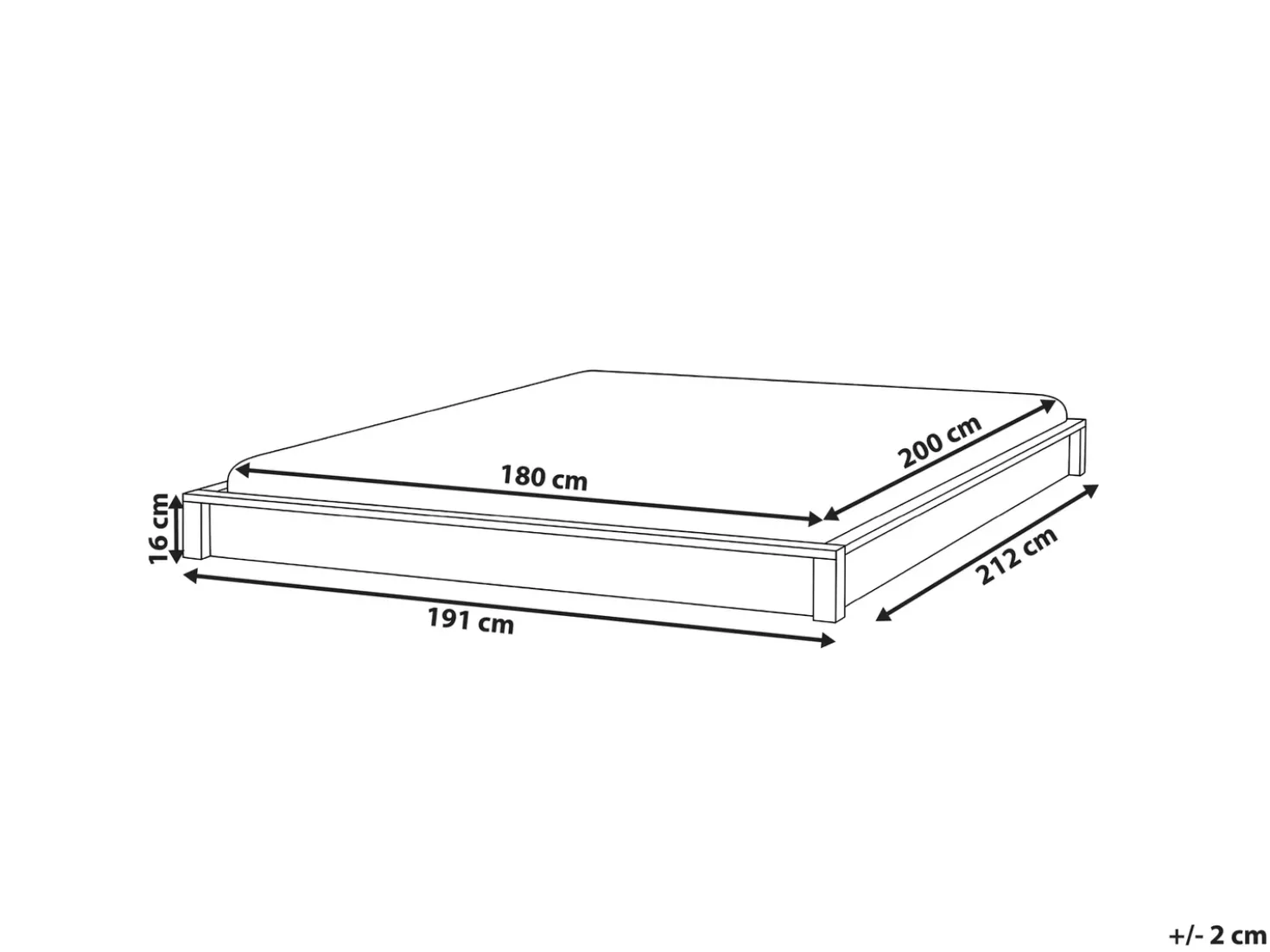 Letto senza testata Legno ANTRAS 180 x 200 cm Marrone chiaro