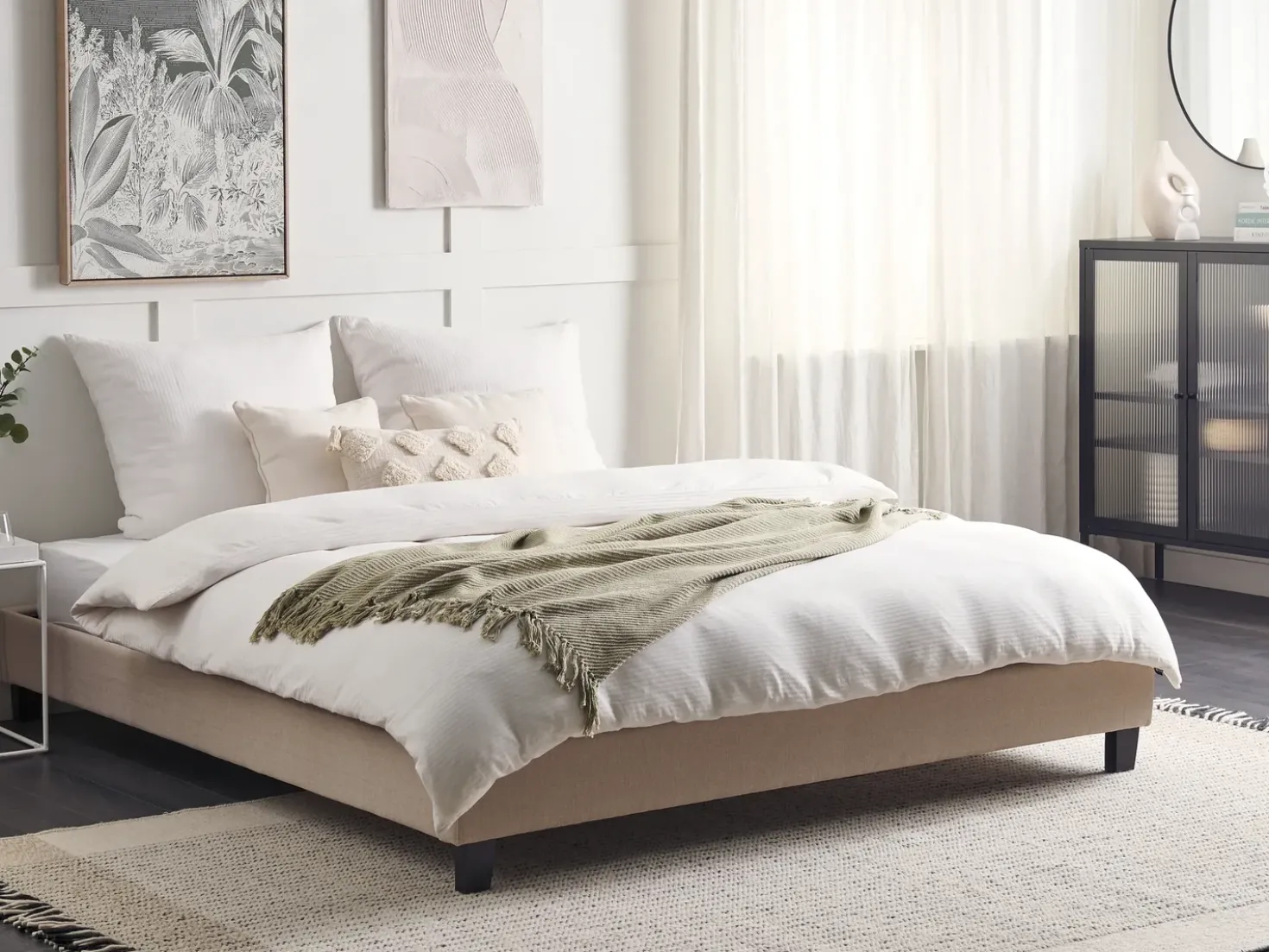 Letto senza testata Tessuto ROANNE 180 x 200 cm Beige