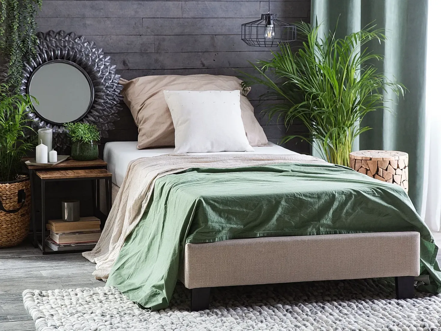 Letto senza testata Tessuto ROANNE 90 x 200 cm Beige