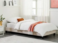 Letto senza testata Tessuto ROANNE 90 x 200 cm Beige