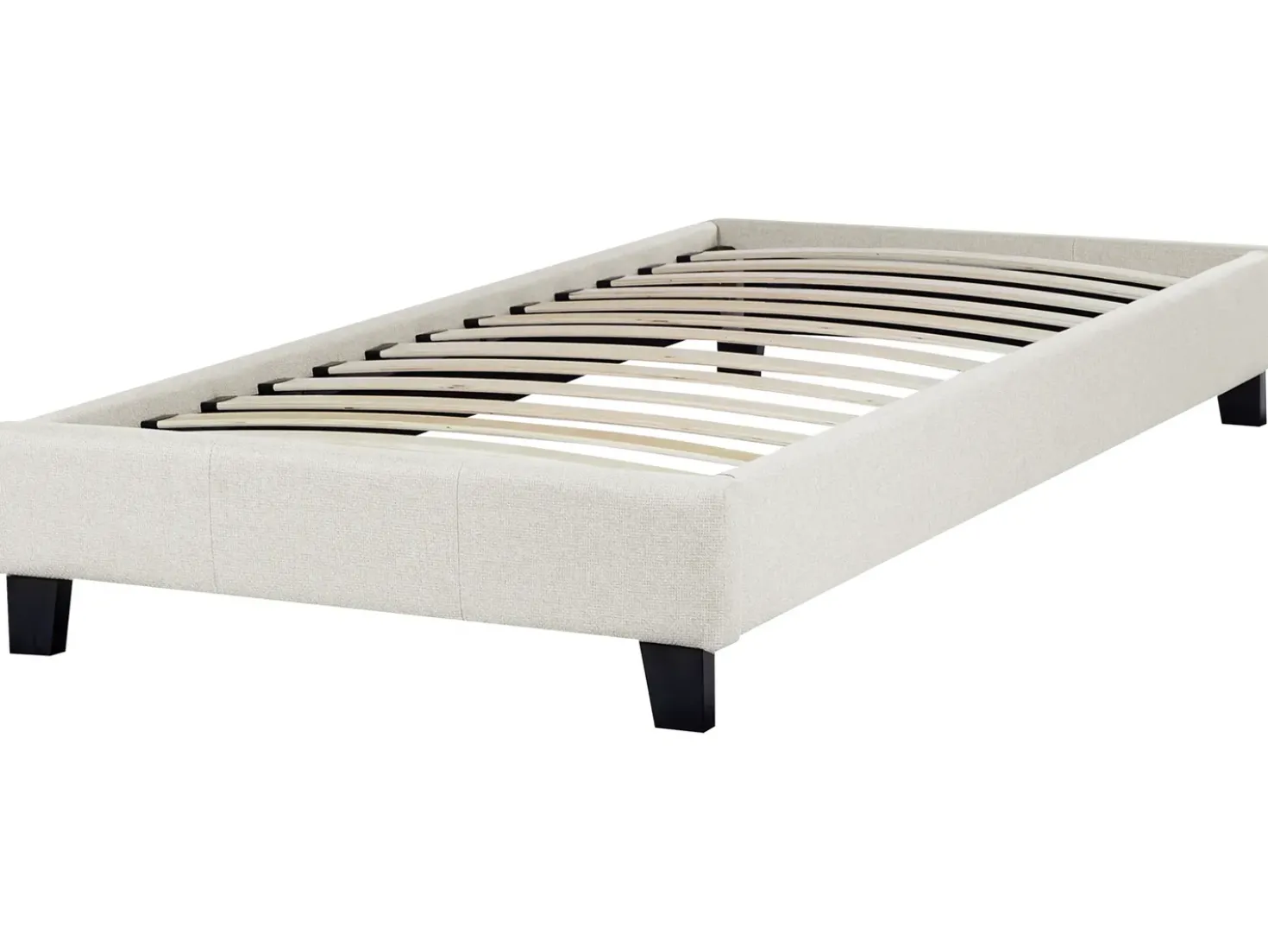 Letto senza testata Tessuto ROANNE 90 x 200 cm Beige chiaro