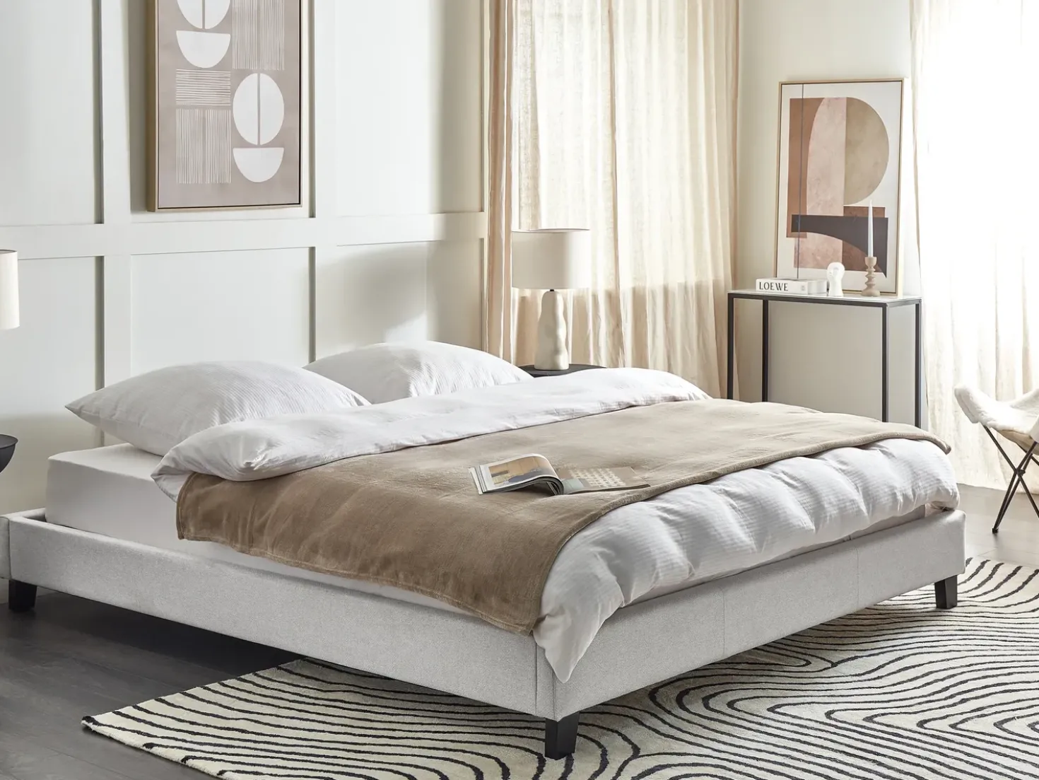 Letto senza testata Tessuto ROANNE 180 x 200 cm Grigio chiaro
