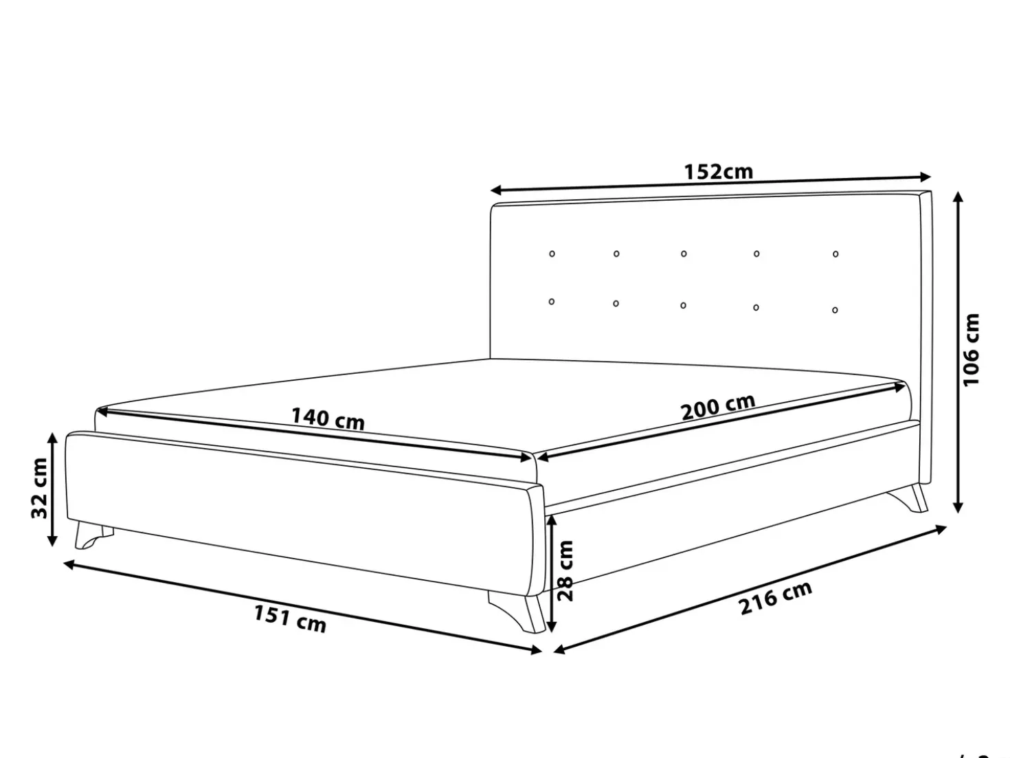 Letto Tessuto AMBASSADOR 140 x 200 cm Grigio