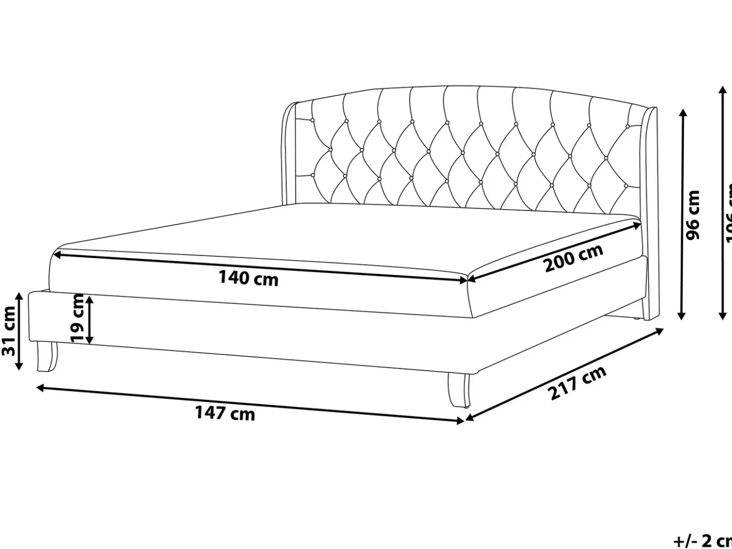 Letto Tessuto BORDEAUX 140 x 200 cm Beige