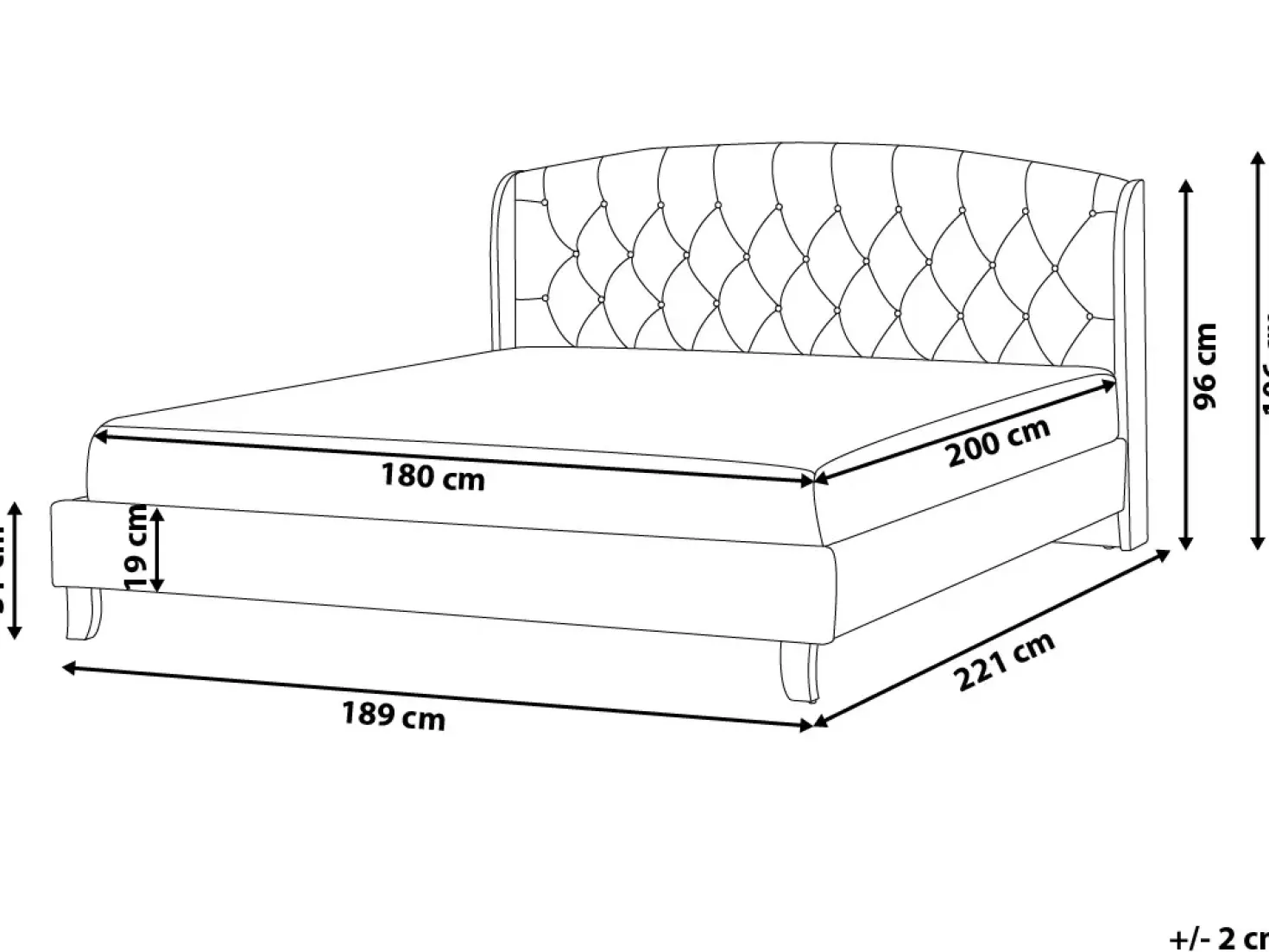 Letto Tessuto BORDEAUX 180 x 200 cm Beige