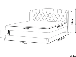 Letto Tessuto BORDEAUX 180 x 200 cm Grigio chiaro