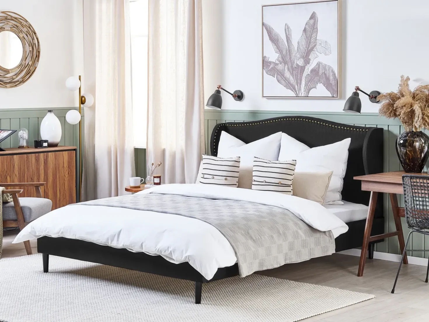 Letto Tessuto COLMAR 180 x 200 cm Nero