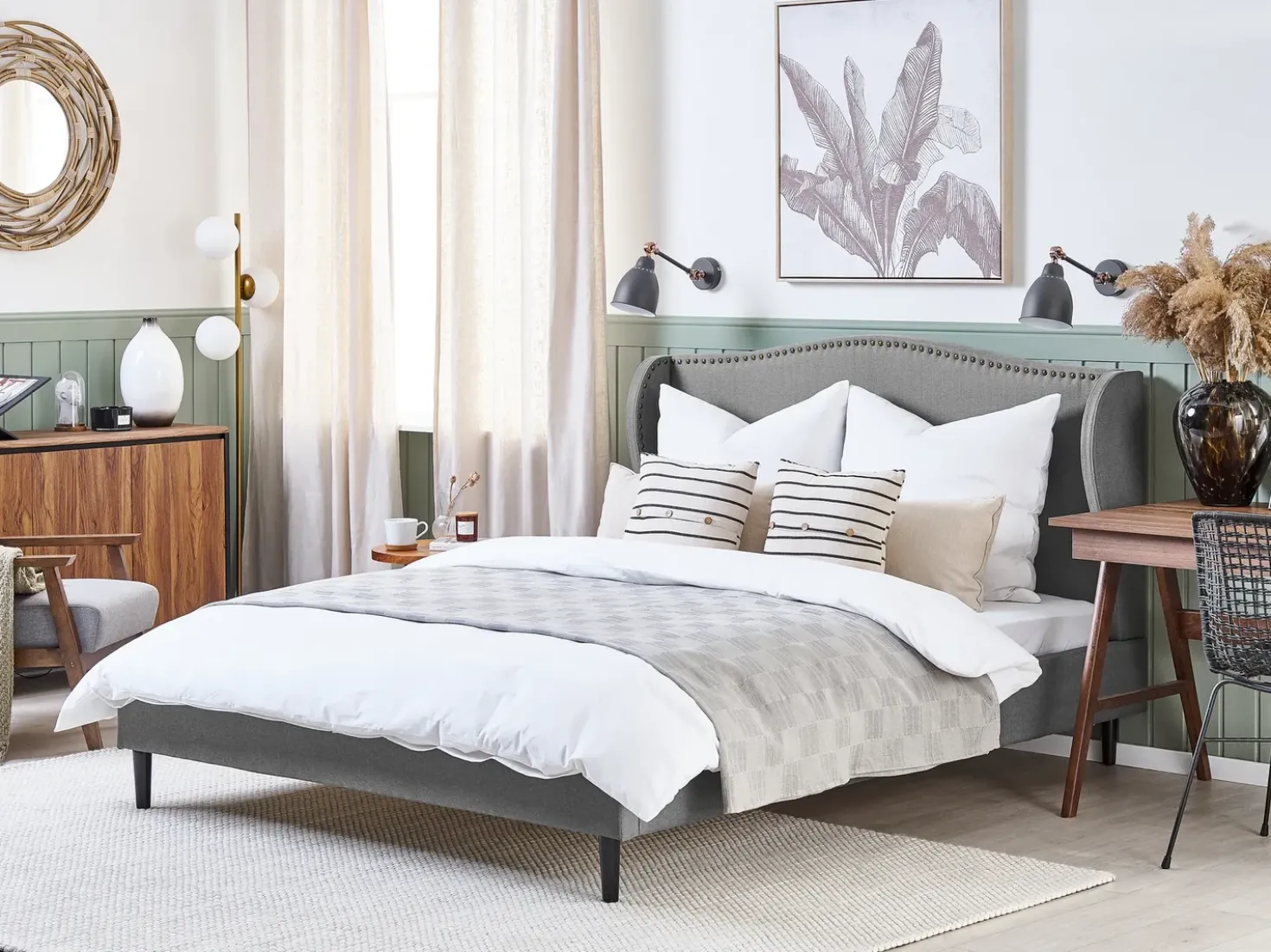 Letto Tessuto COLMAR 180 x 200 cm Grigio