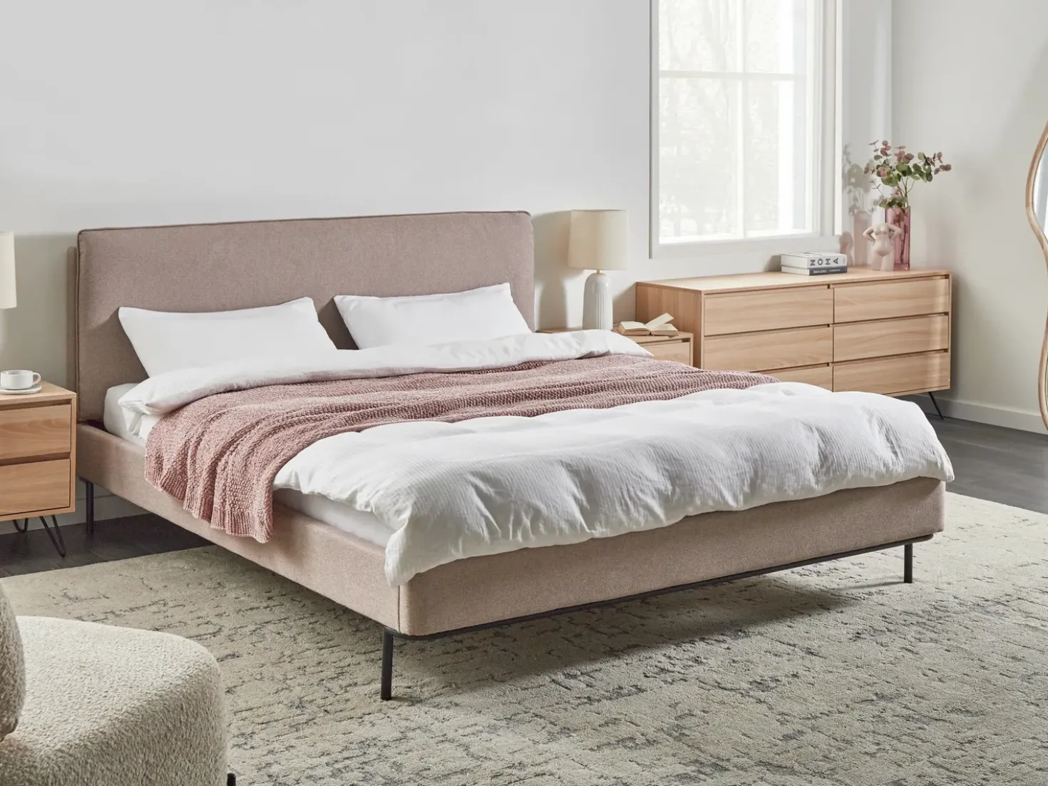 Letto Tessuto CORIO 180 x 200 cm Tortora