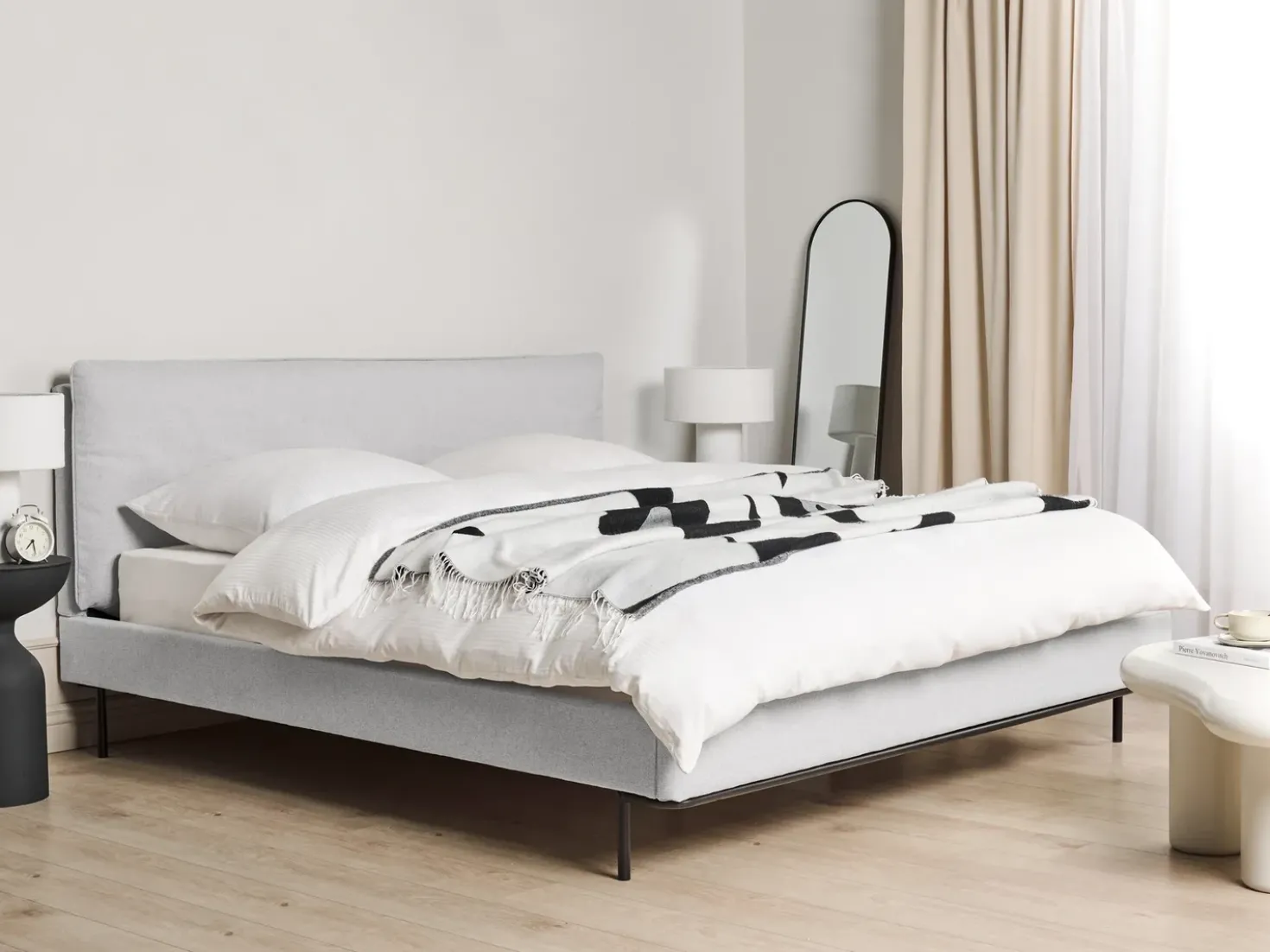 Letto Tessuto CORIO 180 x 200 cm Grigio chiaro