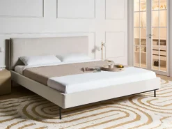 Letto Tessuto CORIO 180 x 200 cm Beige chiaro