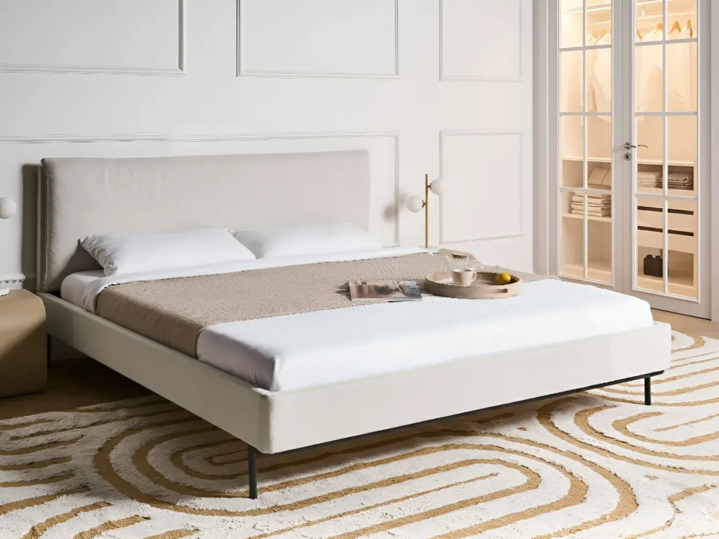 Letto Tessuto CORIO 180 x 200 cm Beige chiaro