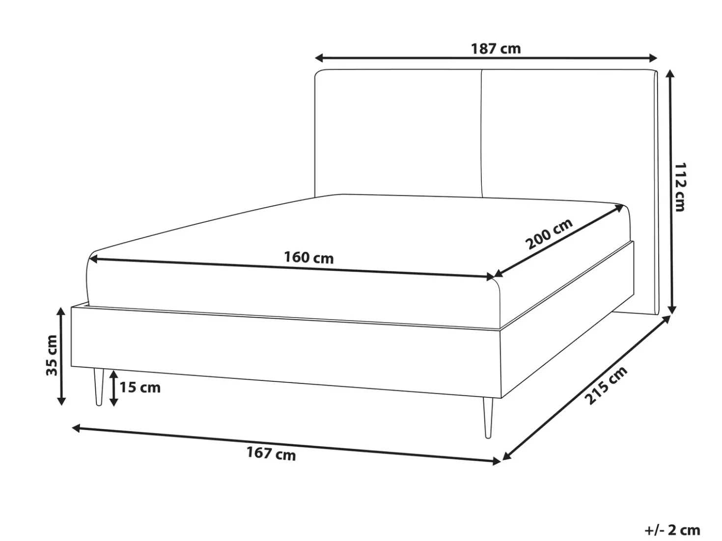 Letto Tessuto IZERNORE 160 x 200 cm Grigio scuro