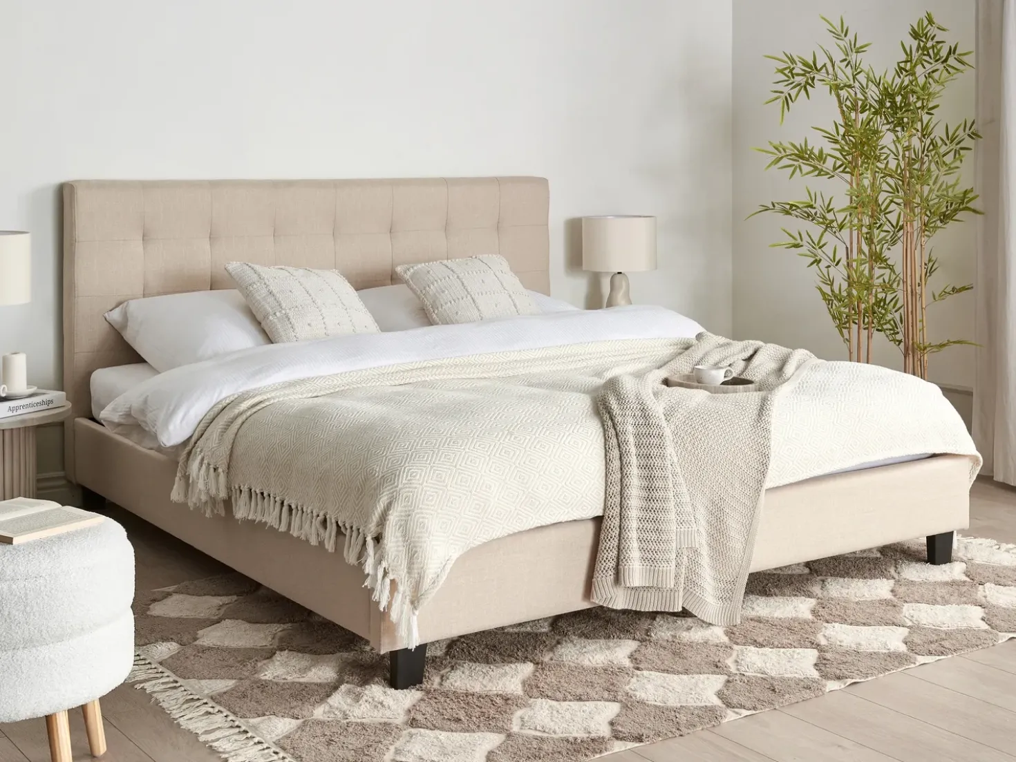 Letto Tessuto LA ROCHELLE 180 x 200 cm Beige
