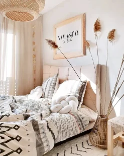 Letto Tessuto LANNION 180 x 200 cm Beige chiaro