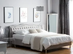 Letto Tessuto METZ 160 x 200 cm Grigio chiaro