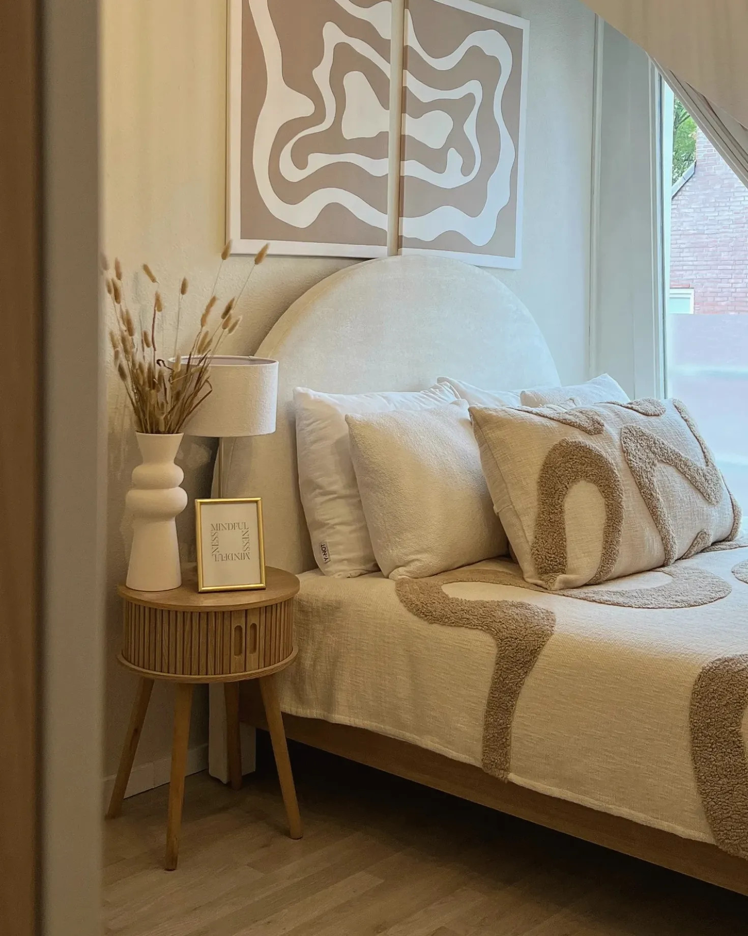 Letto Tessuto MILLAY 180 x 200 cm Bianco sporco