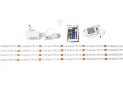 Letto Tessuto MONTPELLIER 180 x 200 cm LED Multicolore