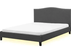Letto Tessuto MONTPELLIER 180 x 200 cm LED Bianco