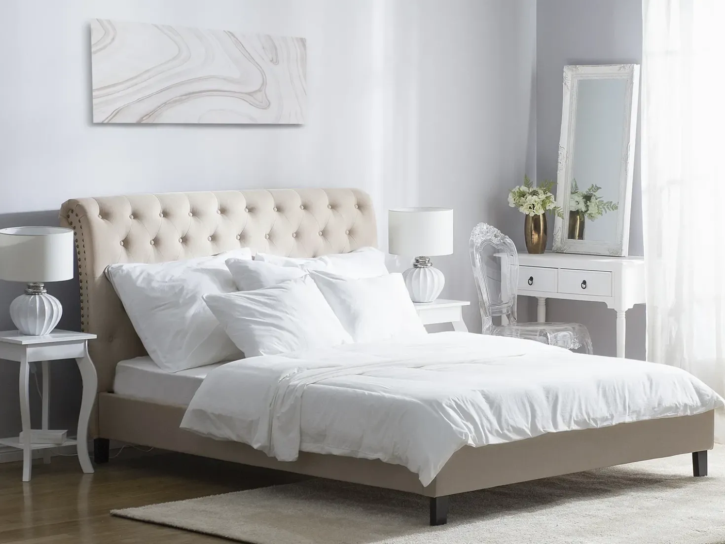Letto Tessuto REIMS 180 x 200 cm Beige