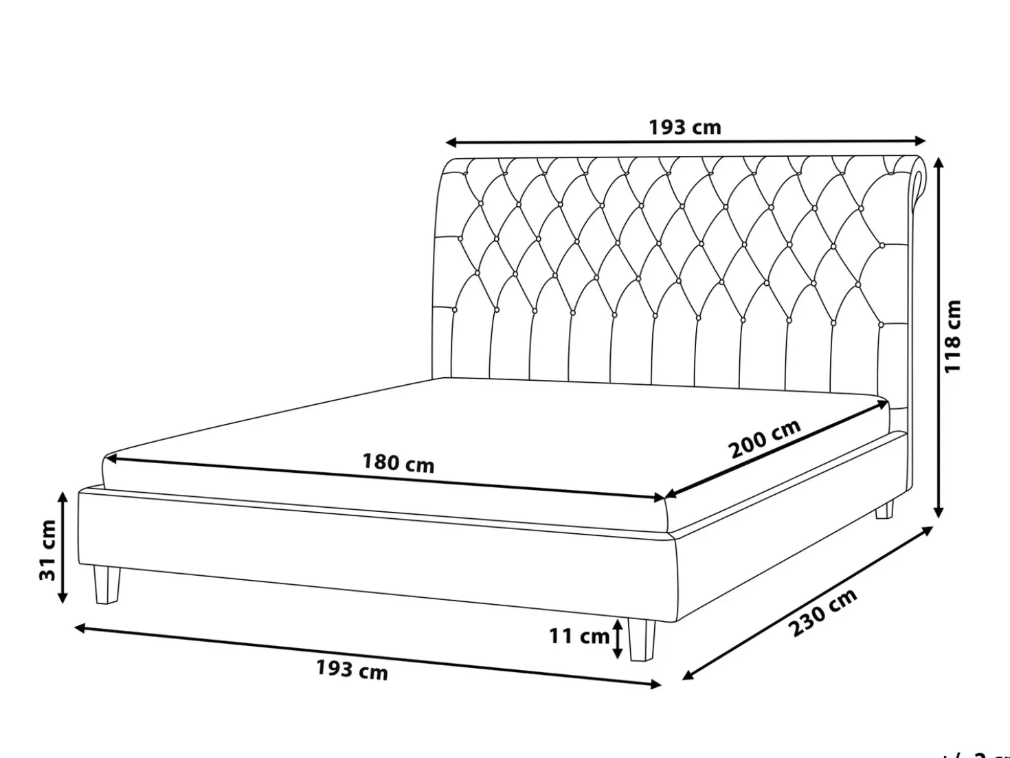 Letto Tessuto REIMS 180 x 200 cm Beige