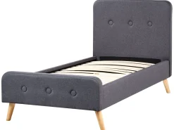 Letto Tessuto RENNES 90 x 200 cm Grigio scuro