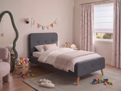 Letto Tessuto RENNES 90 x 200 cm Grigio scuro