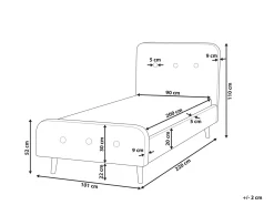Letto Tessuto RENNES 90 x 200 cm Grigio scuro