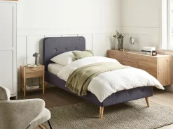 Letto Tessuto RENNES 90 x 200 cm Grigio scuro