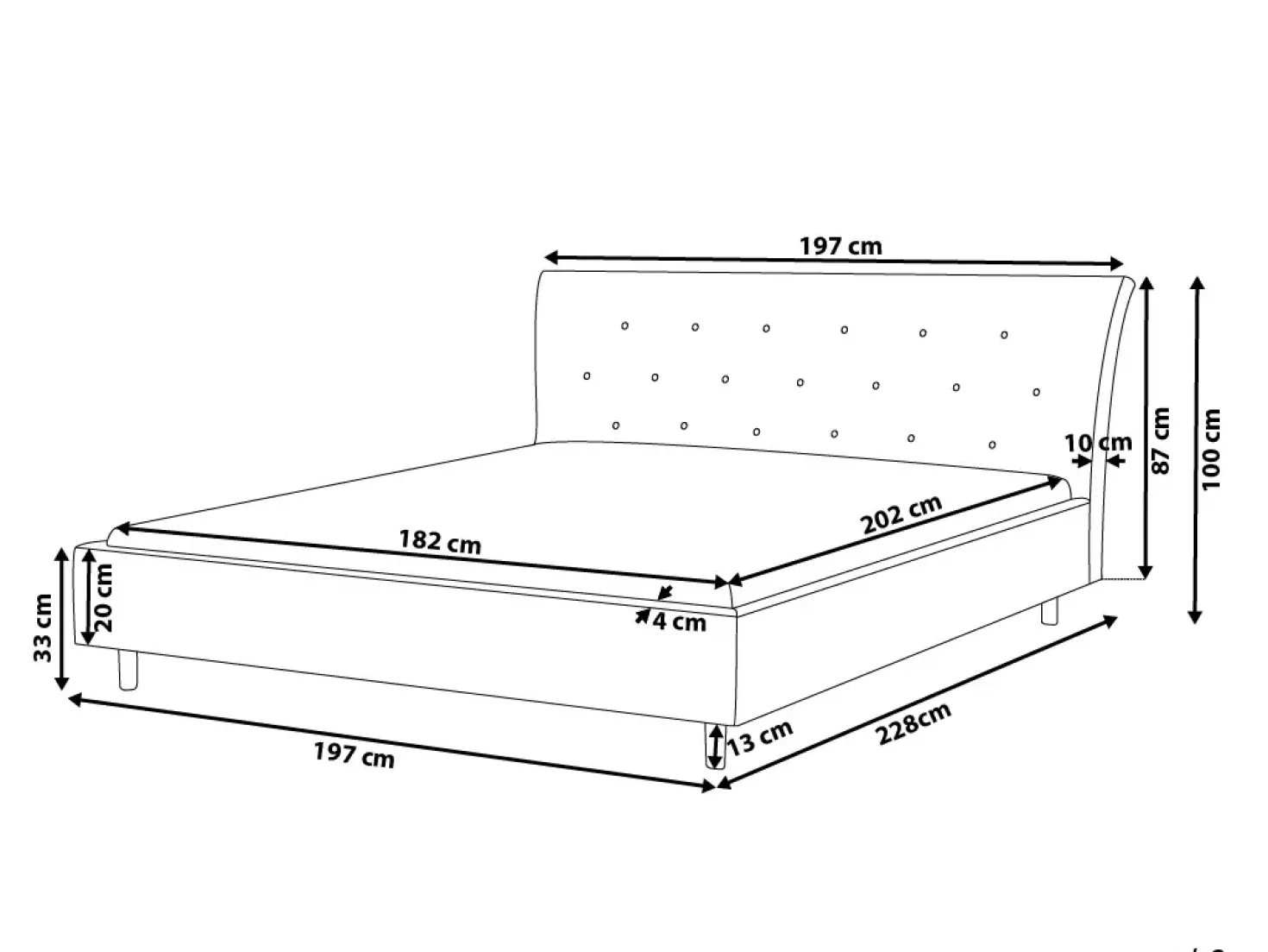 Letto Tessuto SAVERNE 180 x 200 cm Grigio scuro