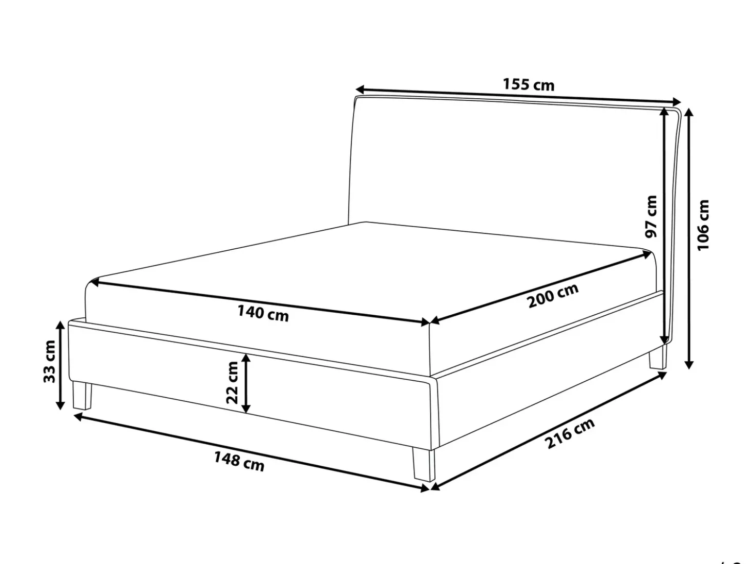 Letto Tessuto SENNEZ 140 x 200 cm Beige