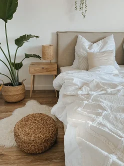Letto Tessuto SENNEZ 180 x 200 cm Beige