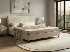 Letto Tessuto SENNEZ 180 x 200 cm Beige