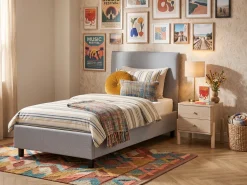 Letto Tessuto SENNEZ 90 x 200 cm Grigio chiaro