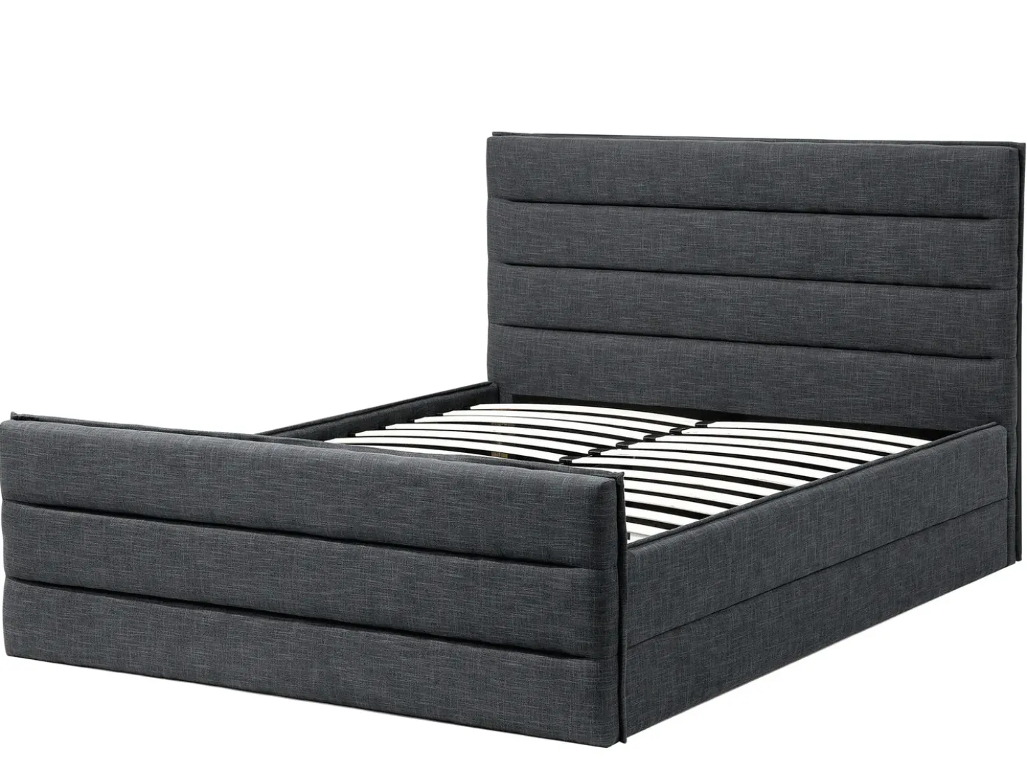 Letto Tessuto VALBONNE 160 x 200 cm Grigio scuro