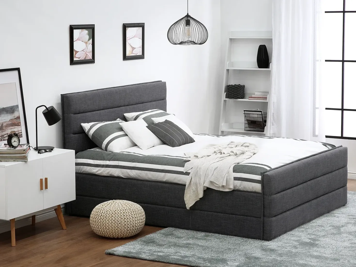 Letto Tessuto VALBONNE 160 x 200 cm Grigio scuro