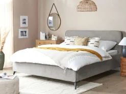 Letto Tessuto VALOGNES 180 x 200 cm Grigio chiaro