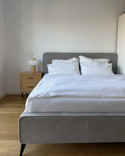 Letto Tessuto VALOGNES 180 x 200 cm Grigio chiaro