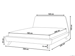 Letto Tessuto VIENNE 180 x 200 cm Grigio