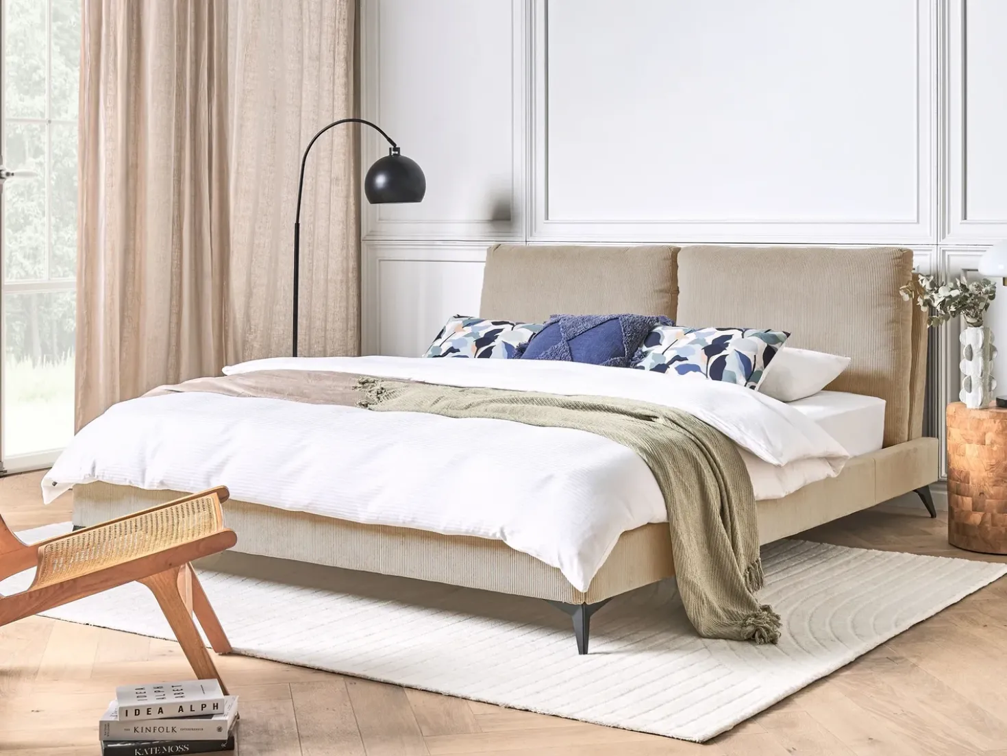 Letto Velluto a coste MELLE 180 x 200 cm Tortora