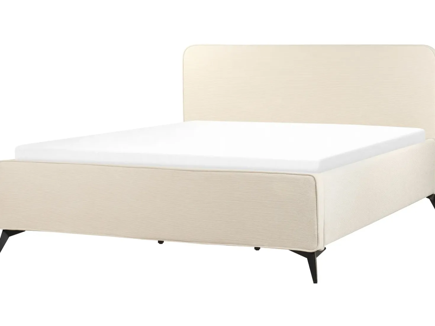 Letto Velluto a coste VALOGNES 180 x 200 cm Beige chiaro