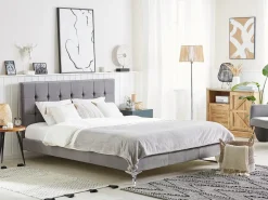 Letto Velluto AMBERT 160 x 200 cm Grigio