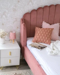 Letto Velluto AMBILLOU 180 x 200 cm Rosa