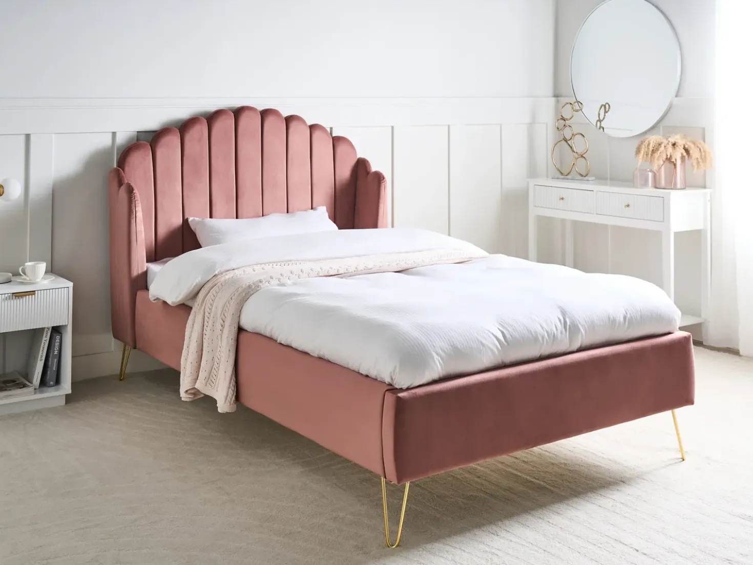 Letto Velluto AMBILLOU 120 x 200 cm Rosa
