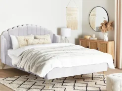 Letto Velluto AMBILLOU 180 x 200 cm Grigio chiaro