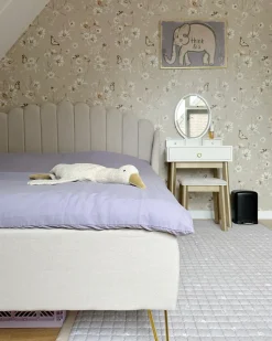 Letto Velluto AMBILLOU 180 x 200 cm Beige chiaro