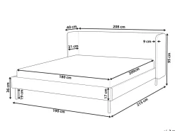 Letto Velluto ARETTE 180 x 200 cm Tortora