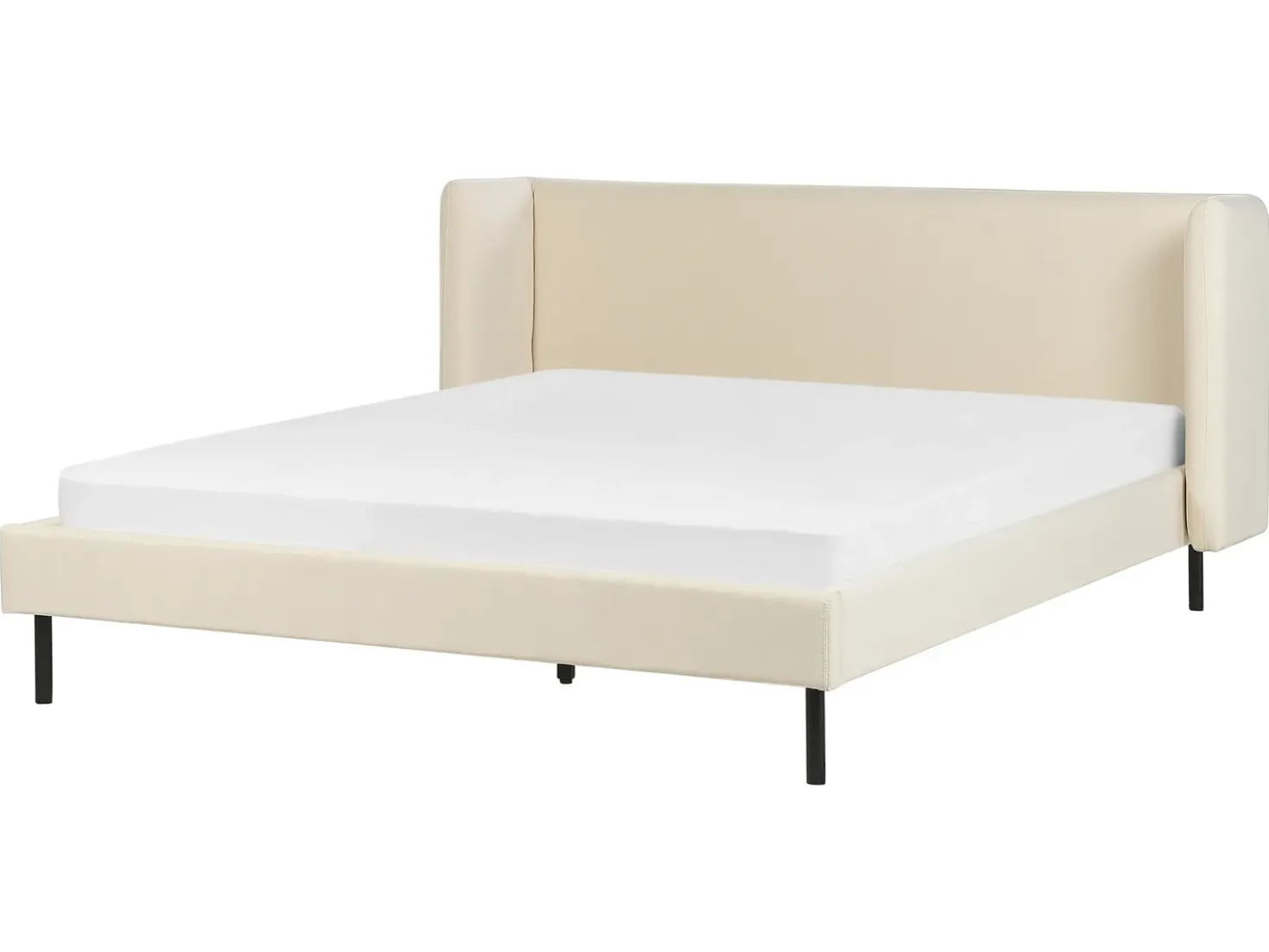 Letto Velluto ARETTE 160 x 200 cm Beige chiaro