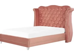 Letto Velluto AYETTE 160 x 200 cm Rosa
