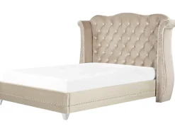 Letto Velluto AYETTE 180 x 200 cm Beige